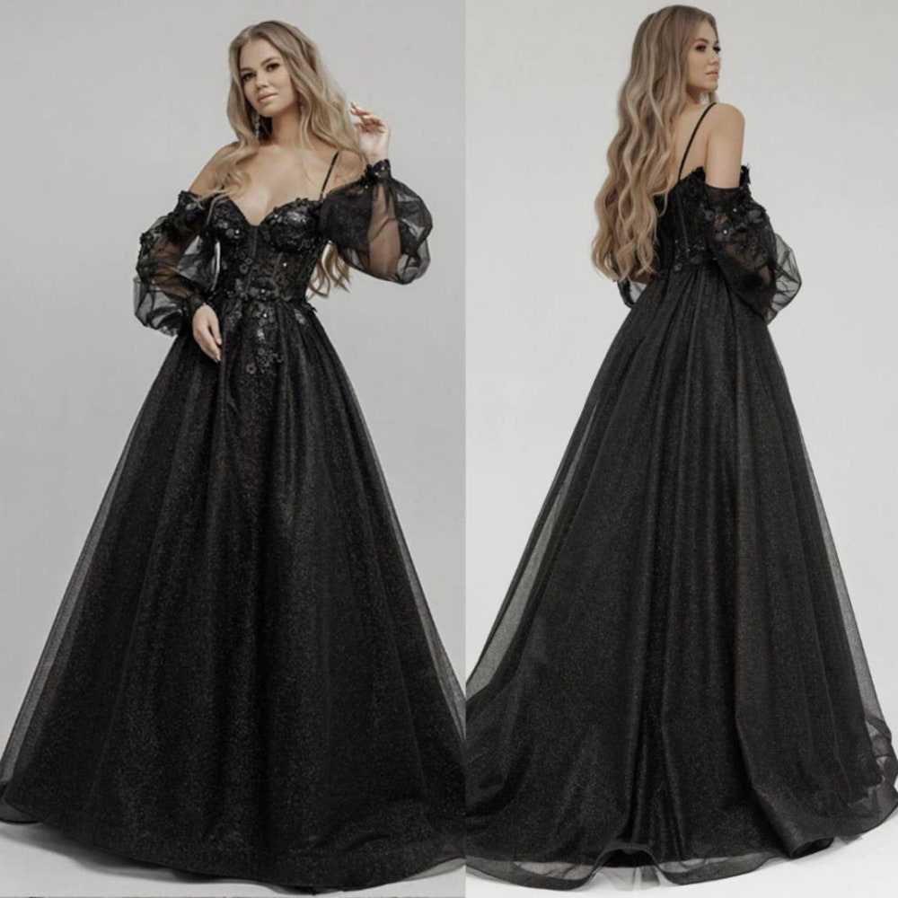 black goth wedding dress