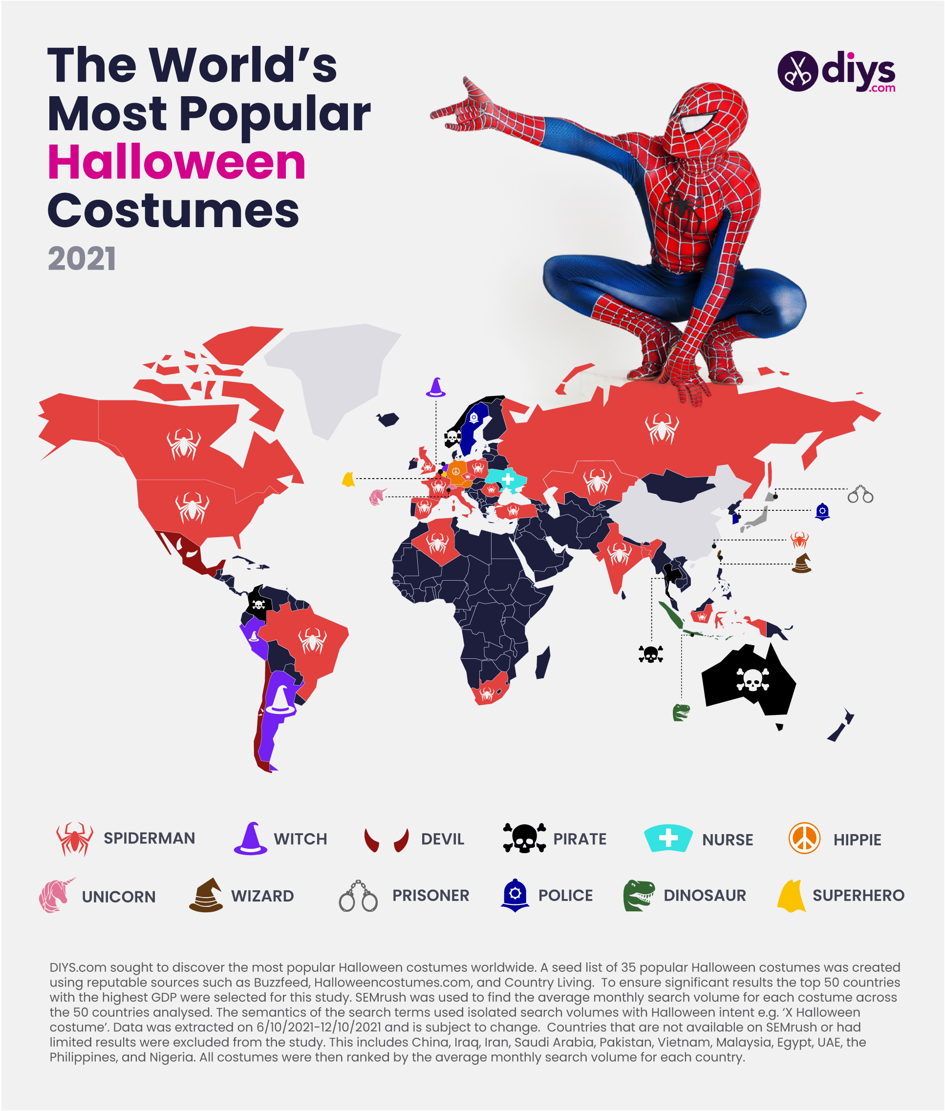 The Most Popular Halloween Costumes Worldwide MAP