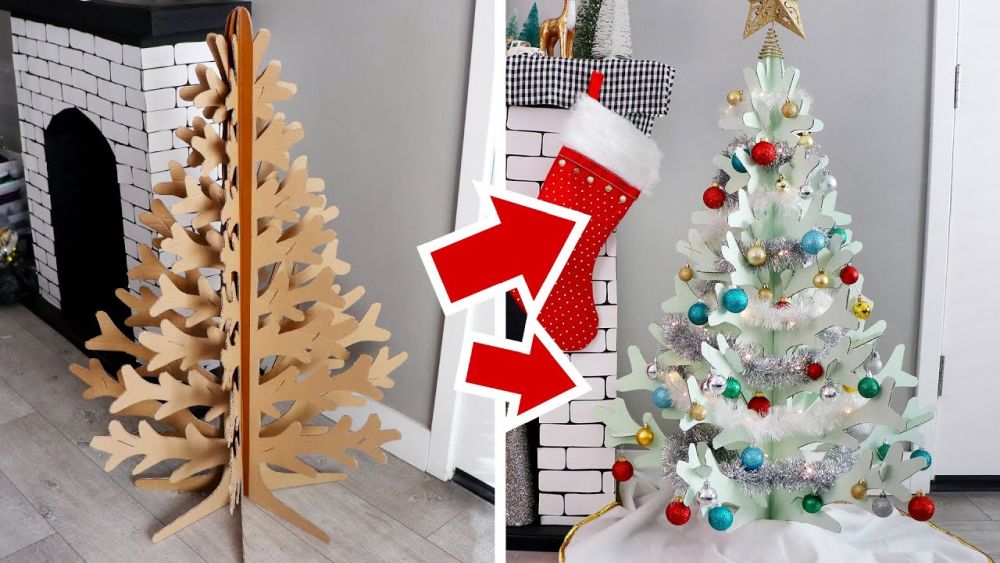 Diy christmas tree using cardboard