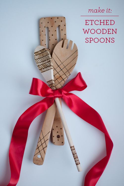 Diy etched wooden spoons