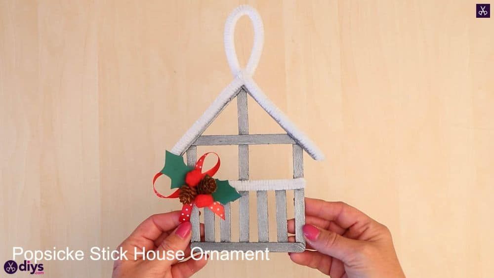 Diy popsicle stick house ornament