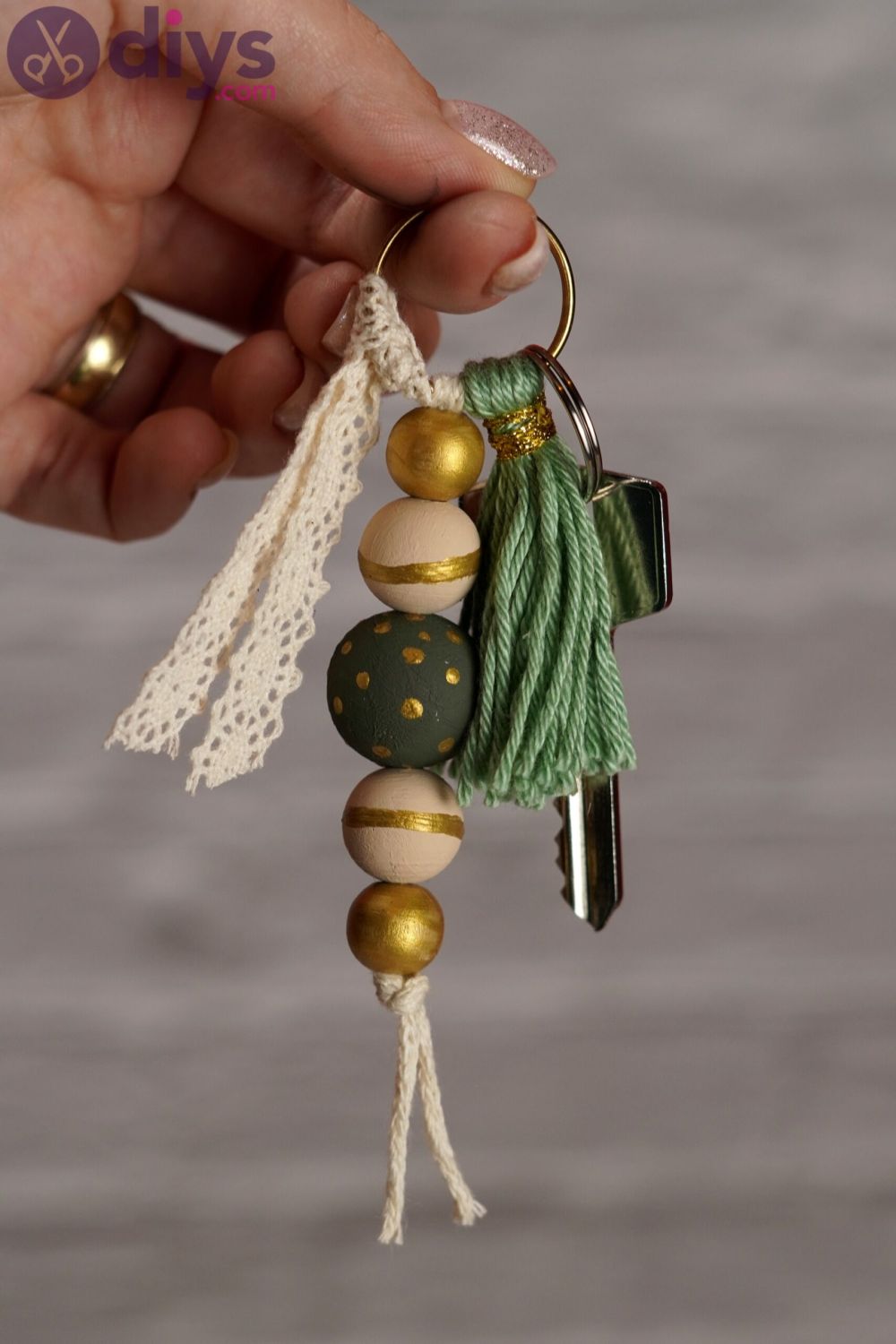 Diy wooden bead keychain