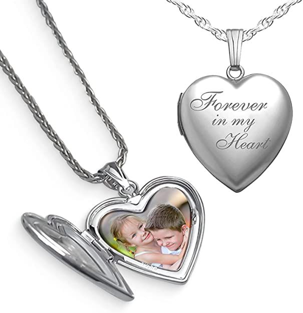 Heart locket necklace with a custom picture