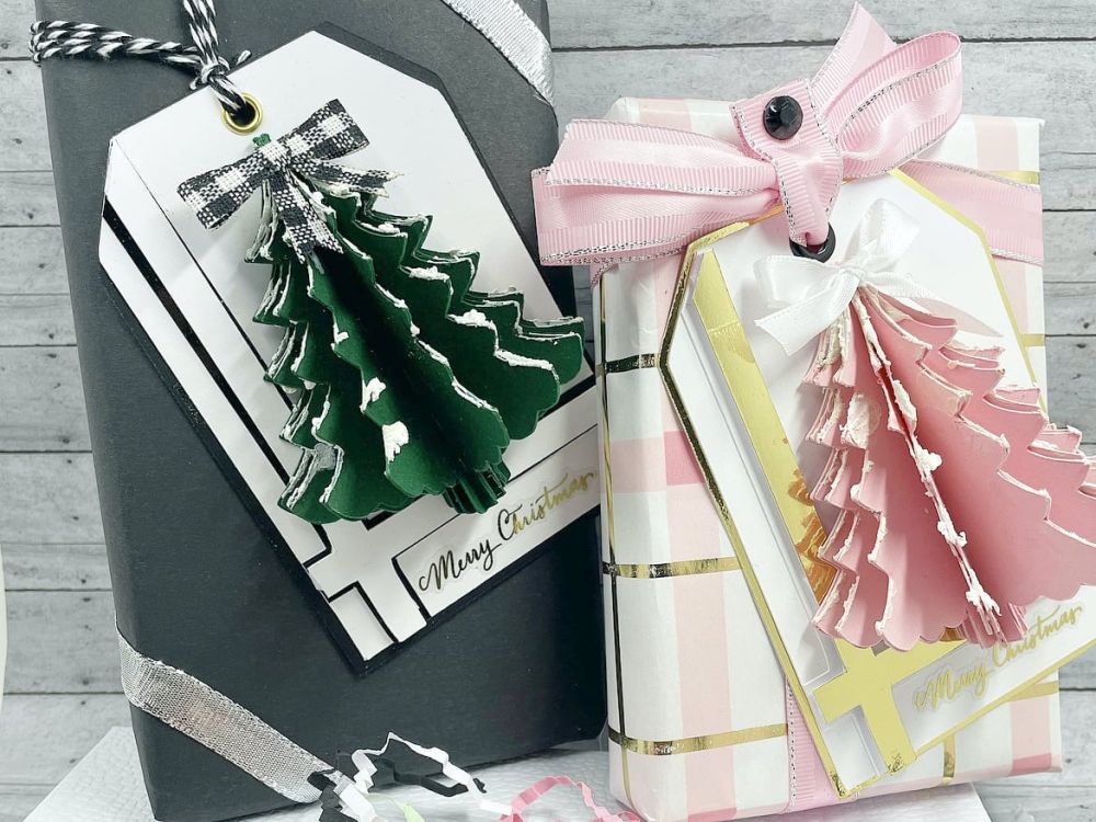 Diy 3d paper trees christmas gift tags