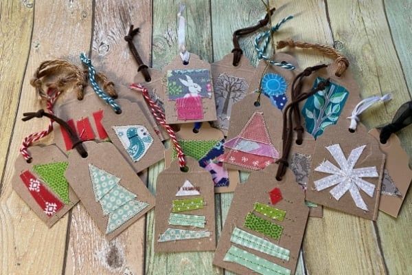 Diy fabric scraps gift tags