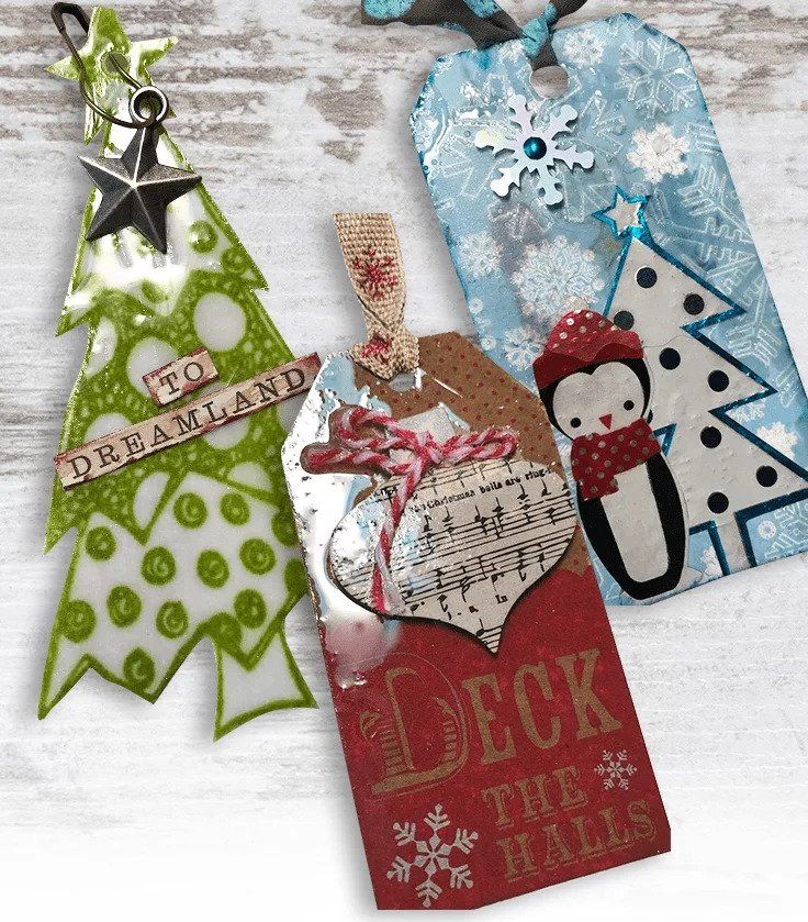 Diy paper scraps and epoxy gift tags