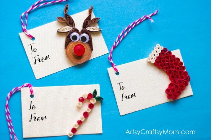 Diy quilled christmas gift tags