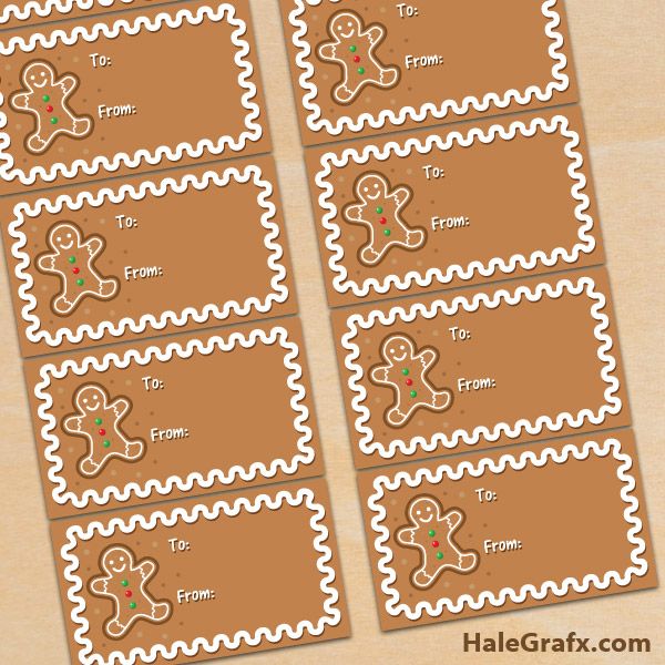 Gingerbread man printable gift tags