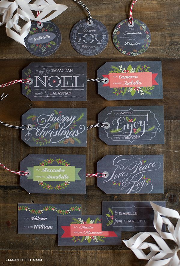 Printable chalkboard christmas gift tags