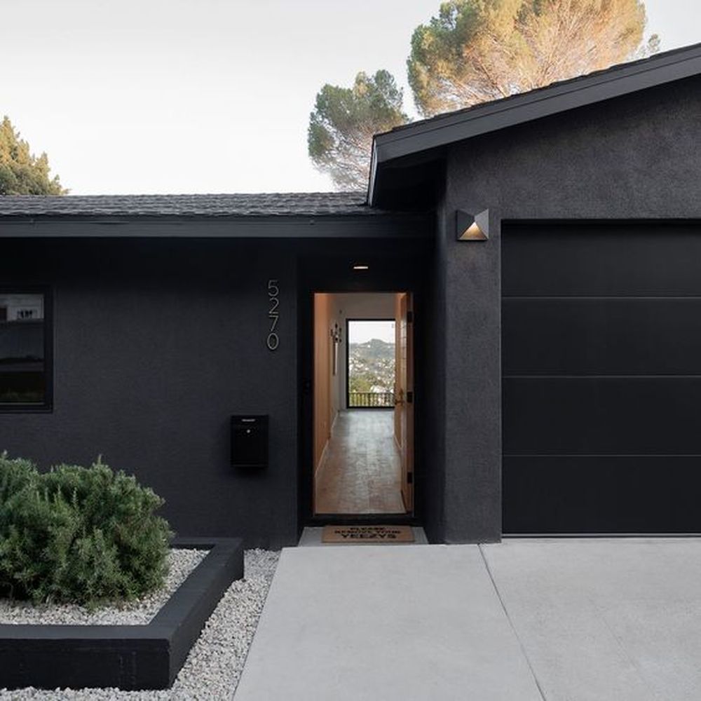Black stucco house 