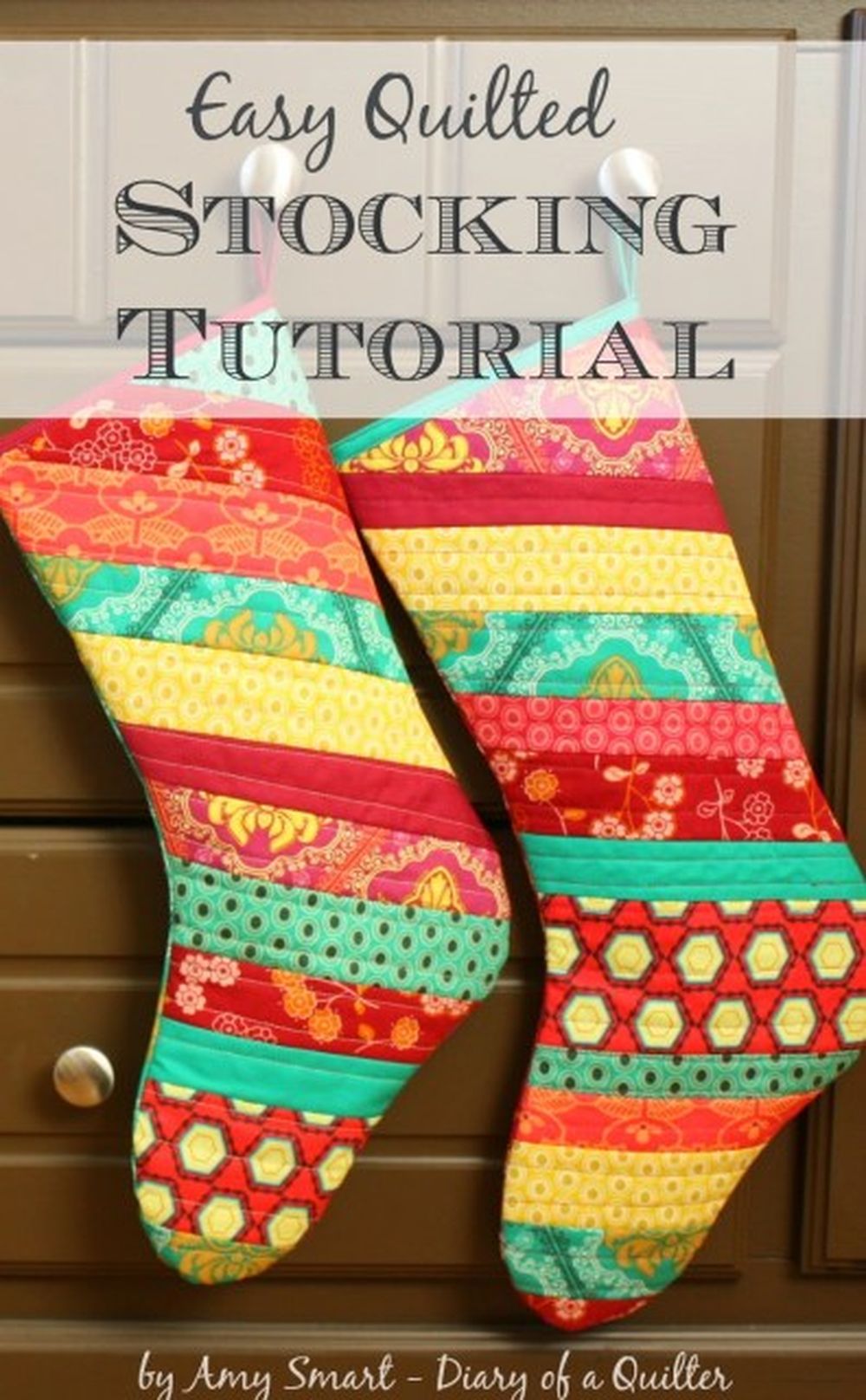 Colorful quilted christmas stockings 