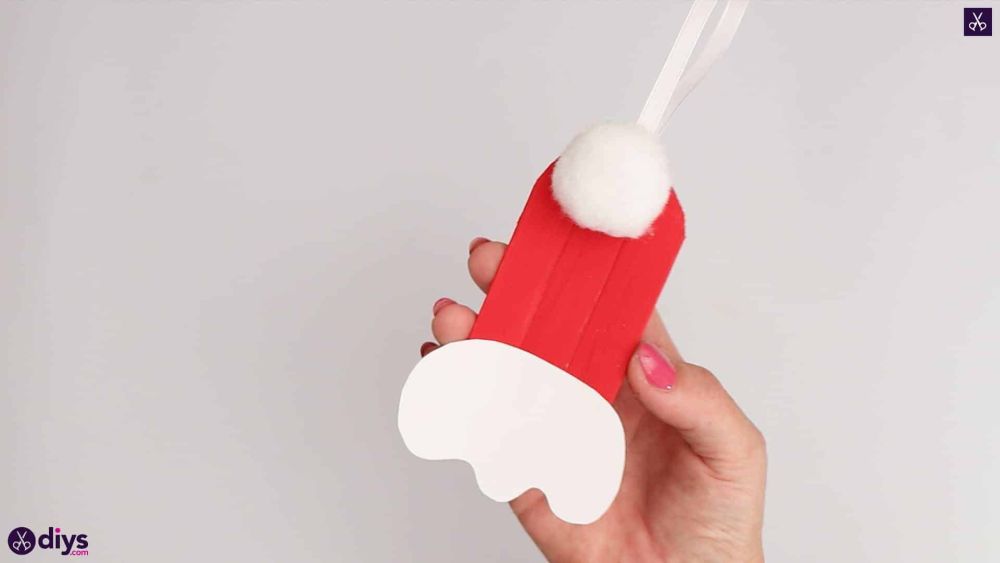 Diy popsicle stick santa hat ornaments