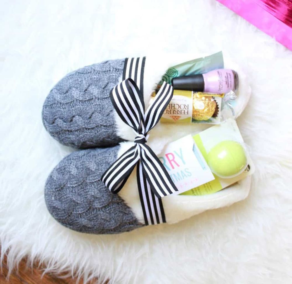 Diy slippers with goodies