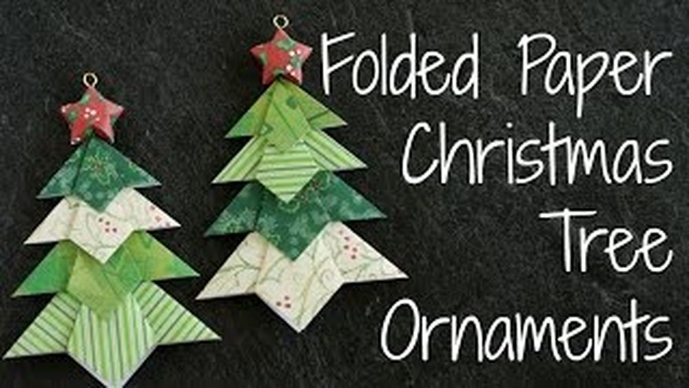 Folded origami paper christmas tree