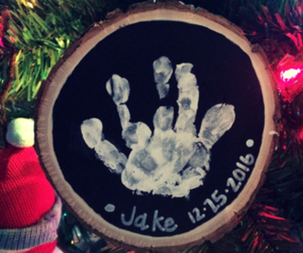 Handprint baby's first christmas ornament 