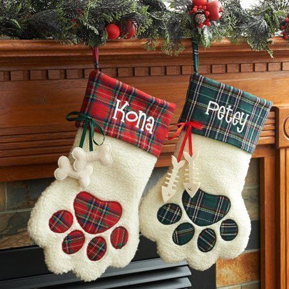 Paws personalized christmas stockings 