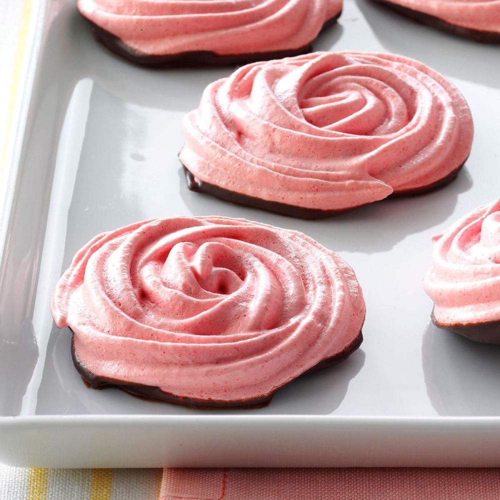 Chocolate dipped strawberry meringue roses