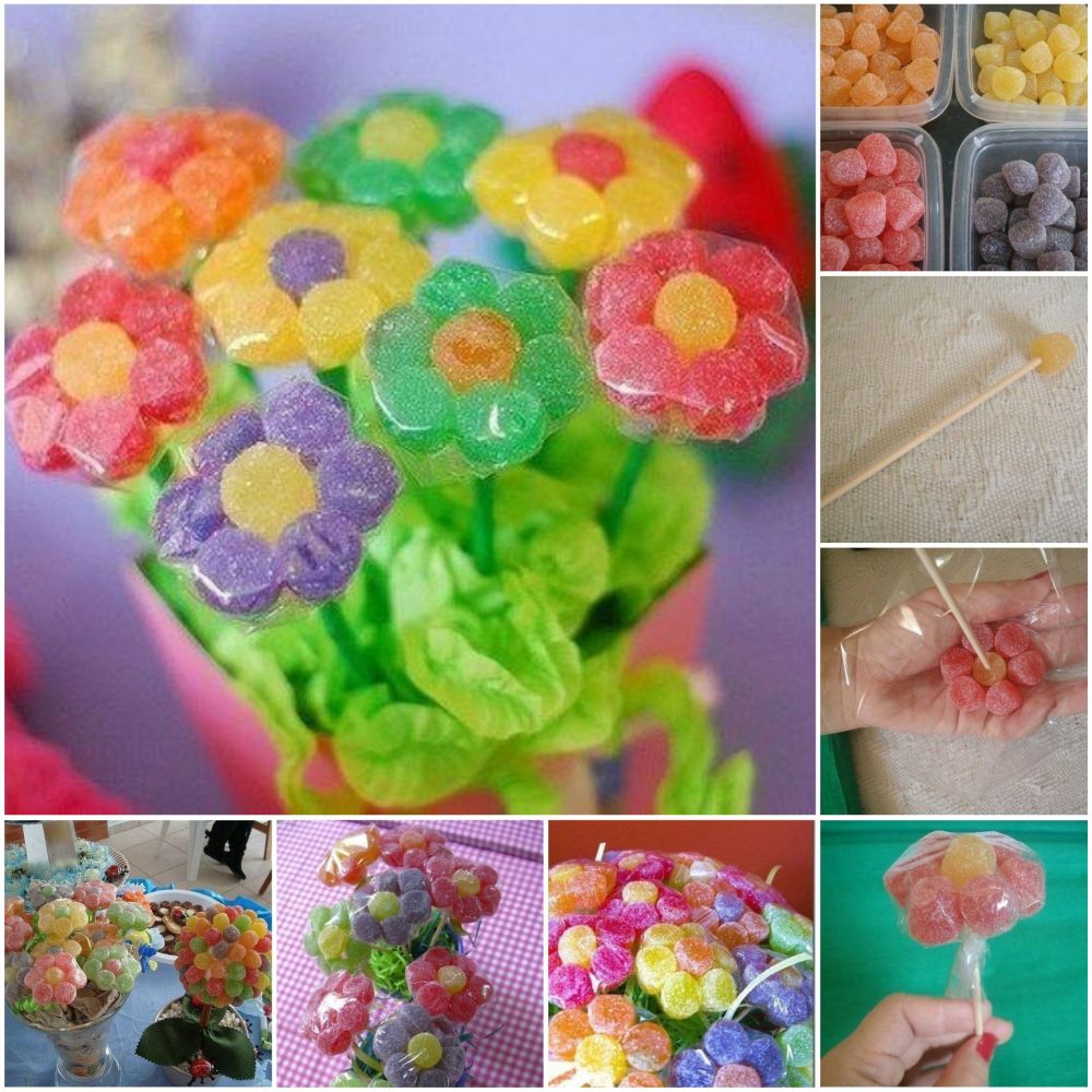 Diy gummy candy flower bouquet