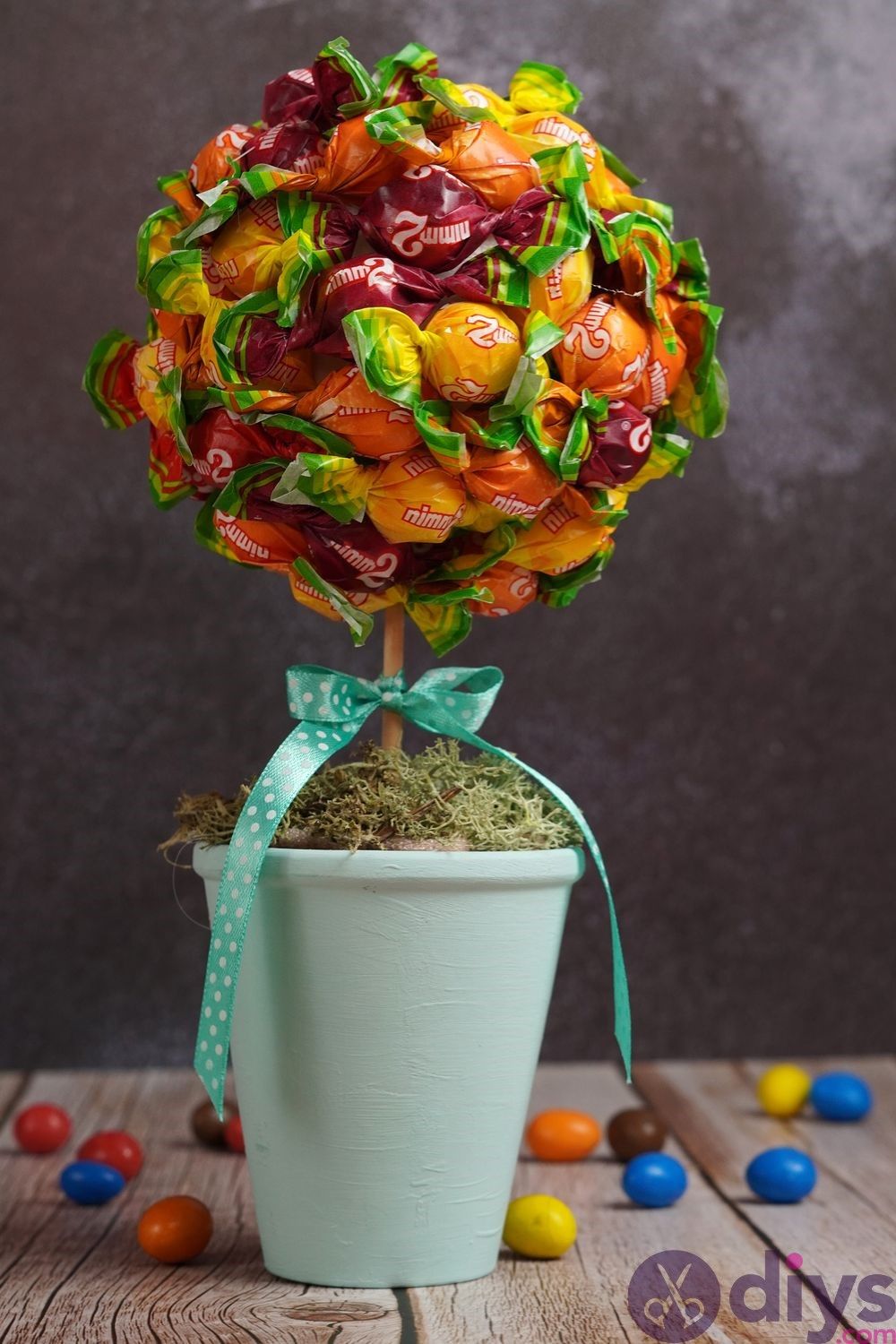 Diy terracotta pot candy bouquet