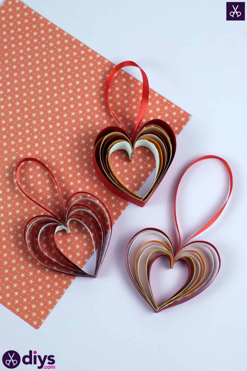 Hanging ribbon hearts