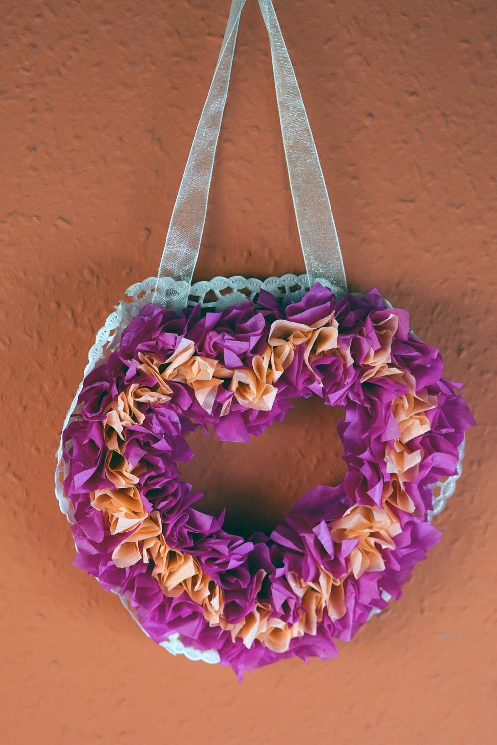 Hanging tissue paper puffy heart
