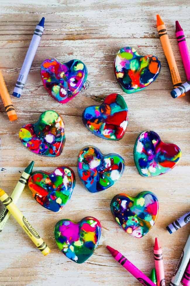 Heart shaped melted crayons