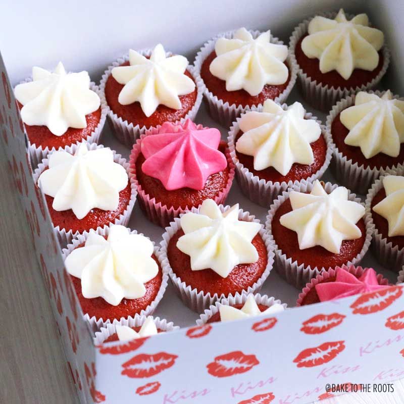 Mini beetroot velvet cupcakes