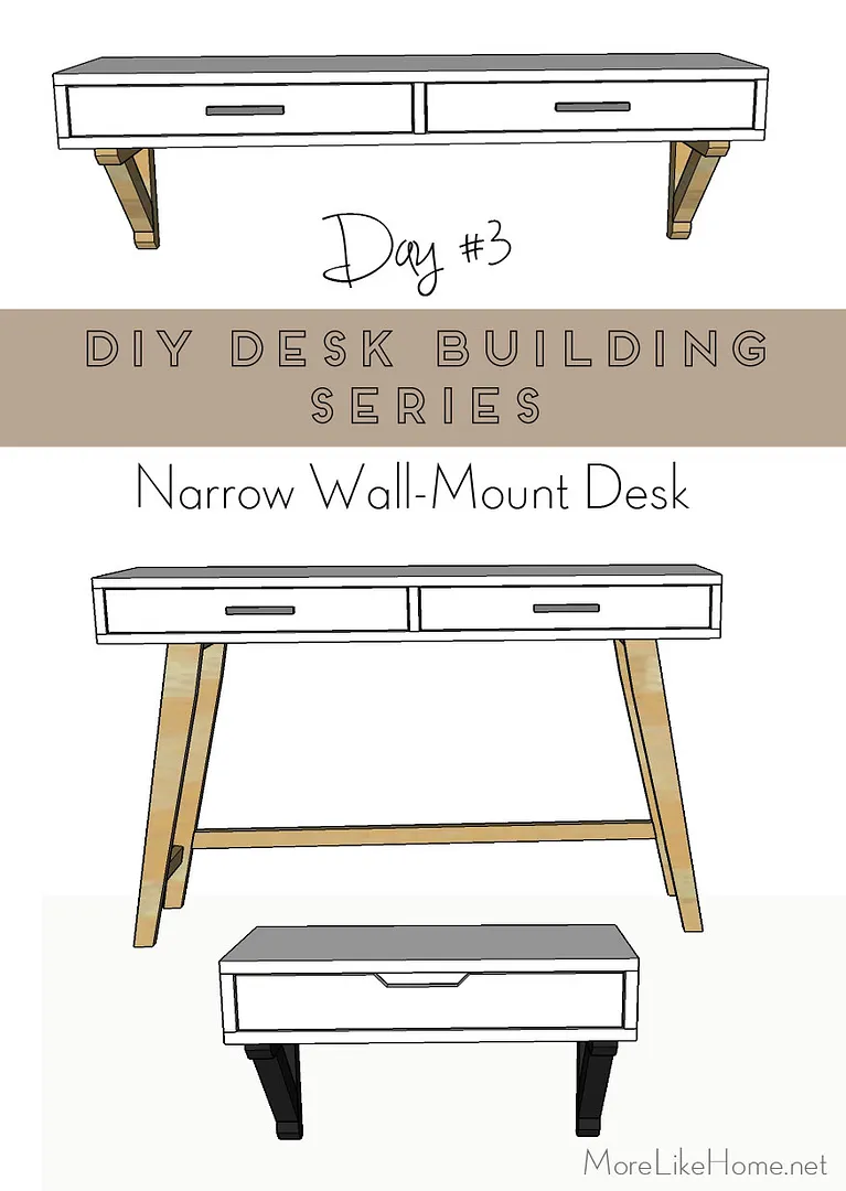 Narrow wall mounted desk