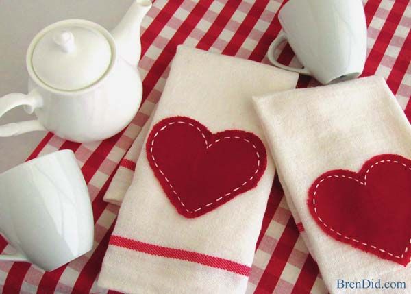 Diy heart tea towels