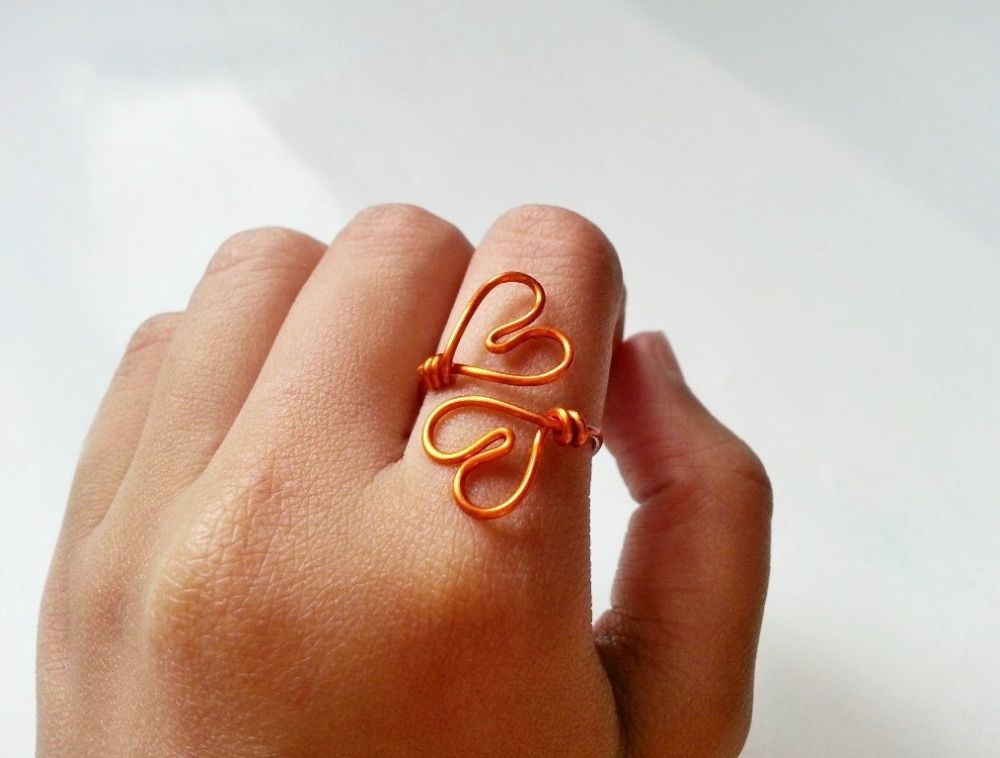 Diy simple double heart ring