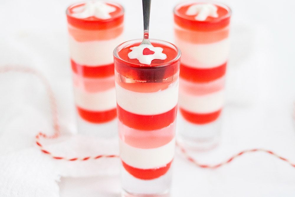 Valentine layered jello shots