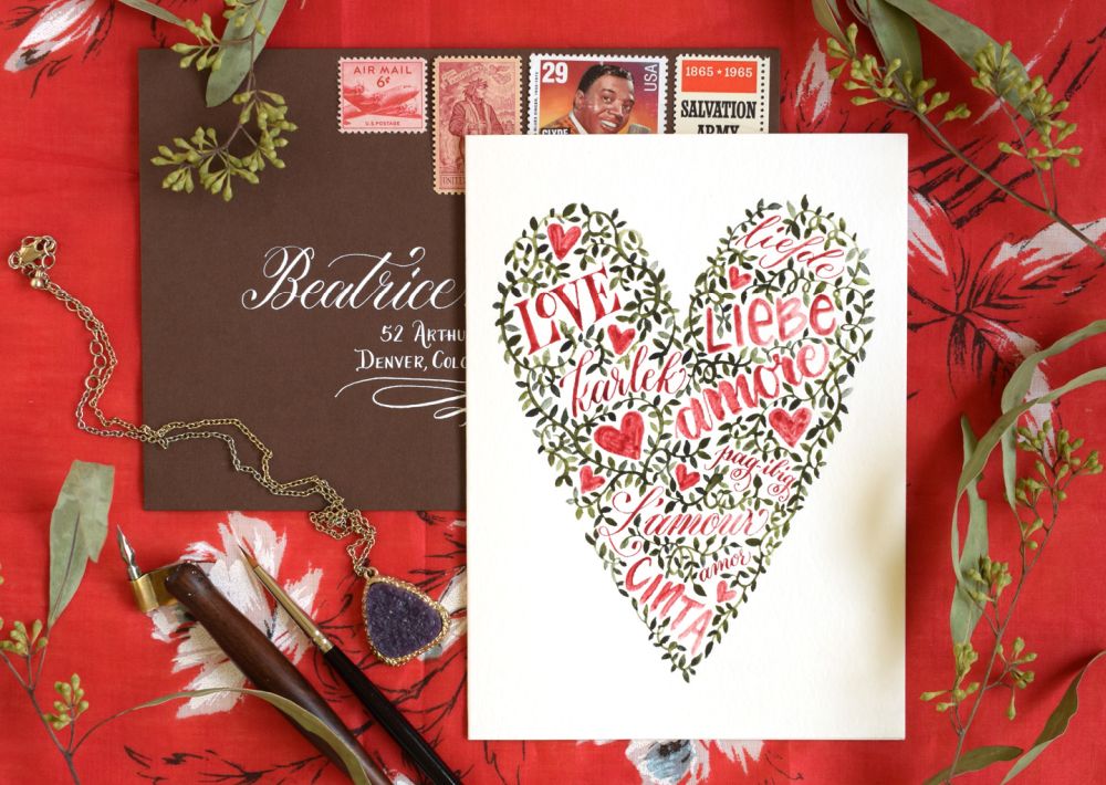 Words and vines valentine card