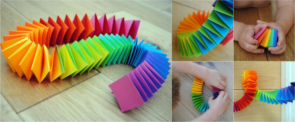 Folded paper rainbow garland