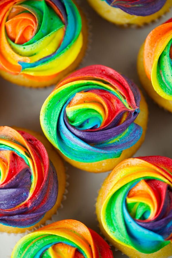 Rainbow buttercream cupcakes result