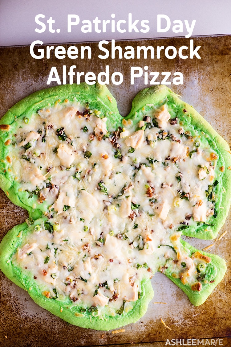 Healthy St. Patrick's Day Recipe - Green shamrock alfredo pizza
