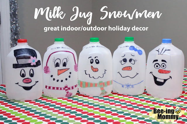 Snowmen milk jug craft