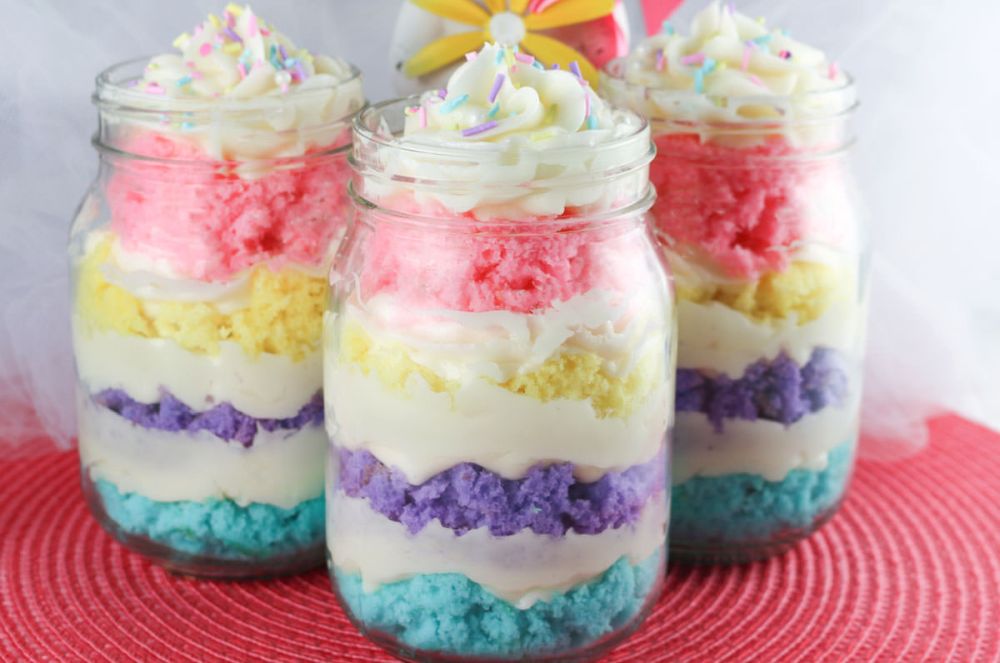Colorful cupcakes in jars