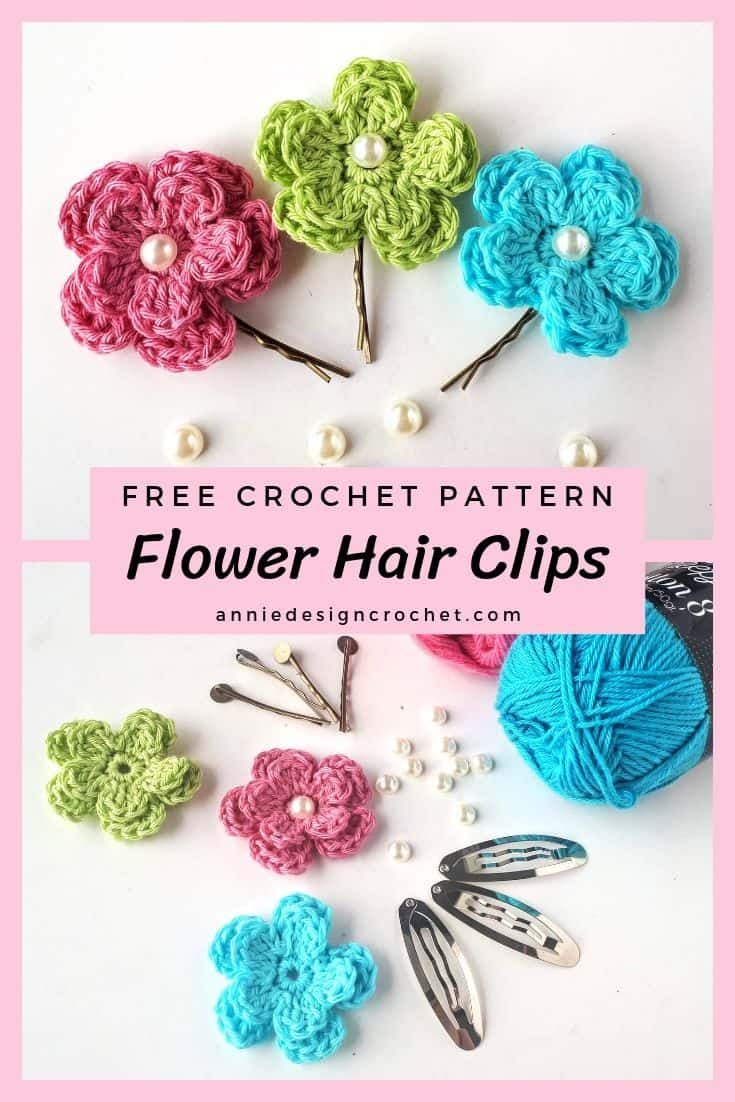 Diy crochet flower hair clip