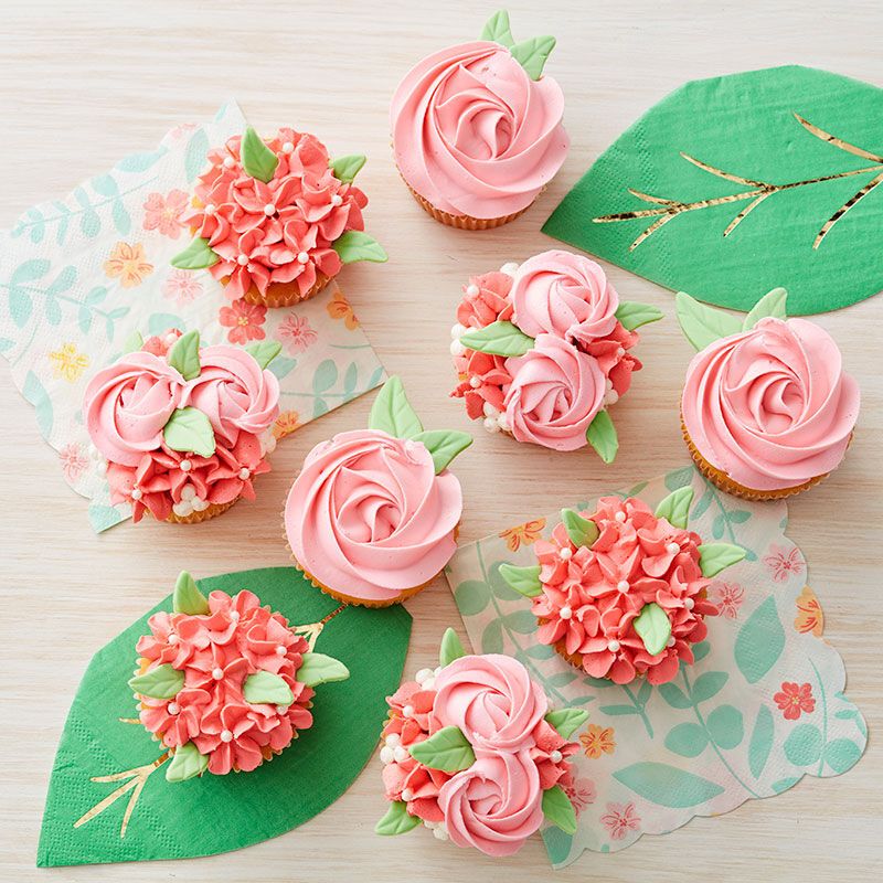 Pink and coral cupcakes