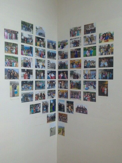 Heart shaped photo collage in the corner