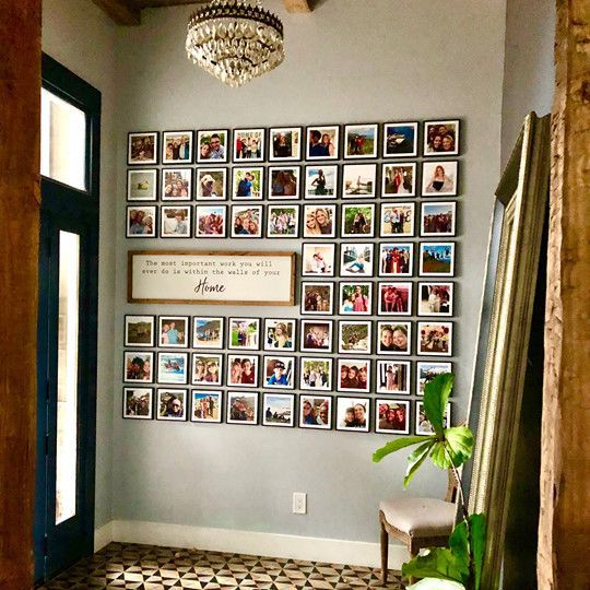 Stackable photo tiles in the hallway