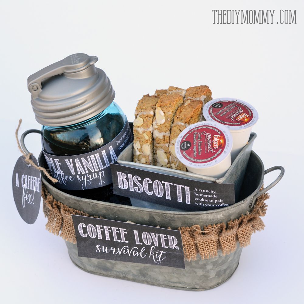 Diy coffee survival kit gift basket