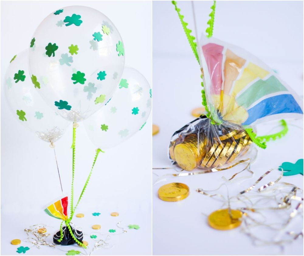 Diy clear balloons with shamrock stickers