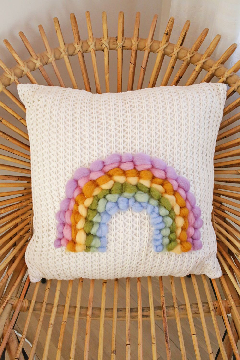 Diy rainbow roving pillow
