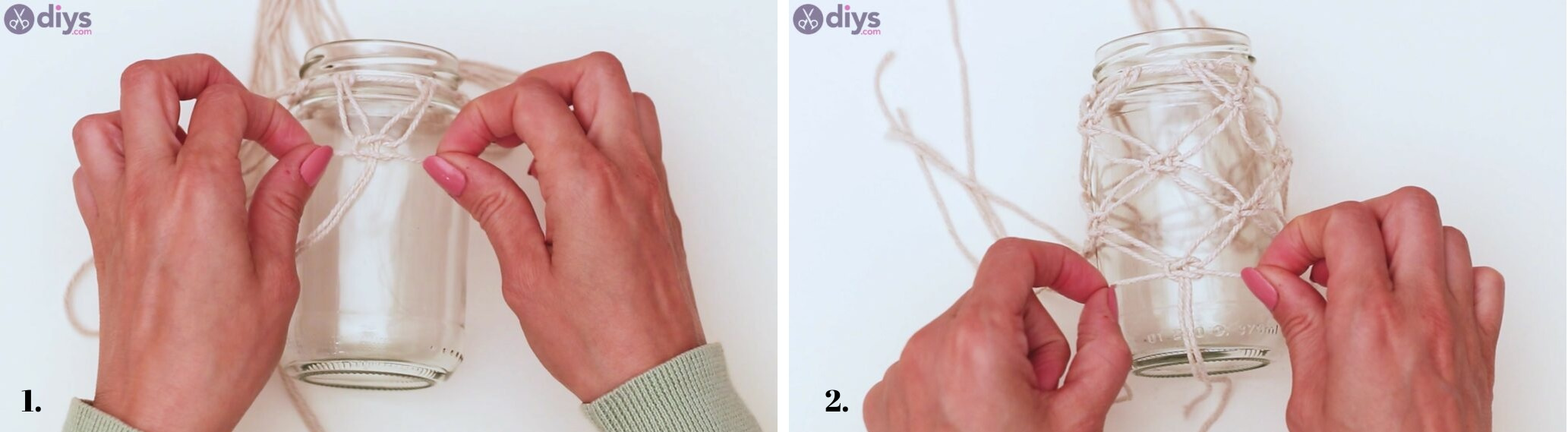 Finish an entire row of square knots:
