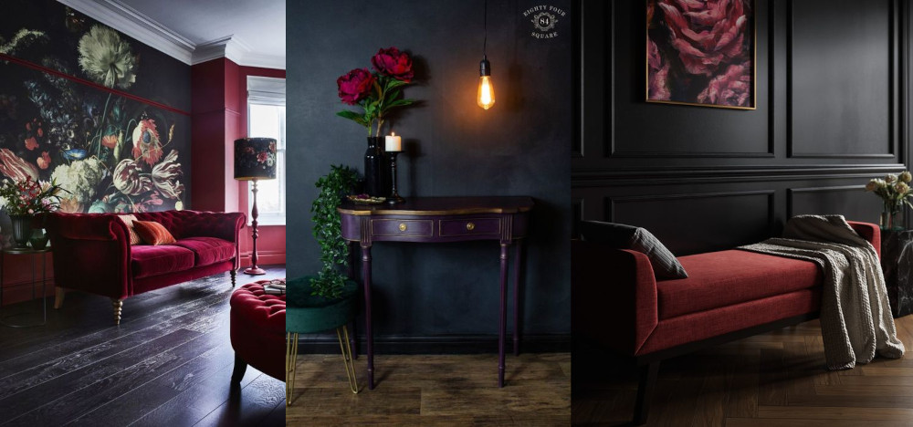 Burgundy and black in home decor