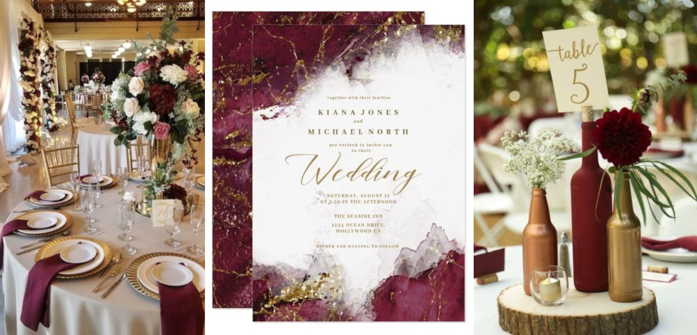 Burgundy and gold in weddings