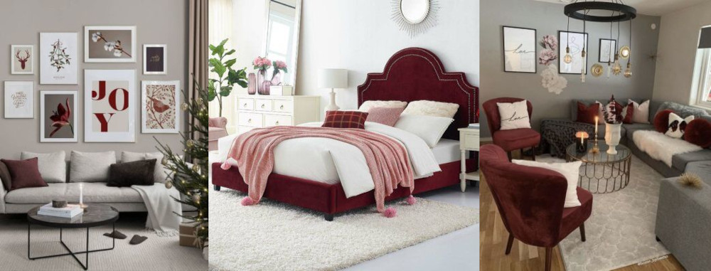 Burgundy and silver in home decor