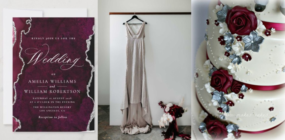 Burgundy and silver in weddings