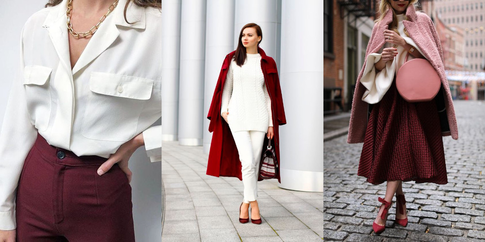 Burgundy and white in fashion